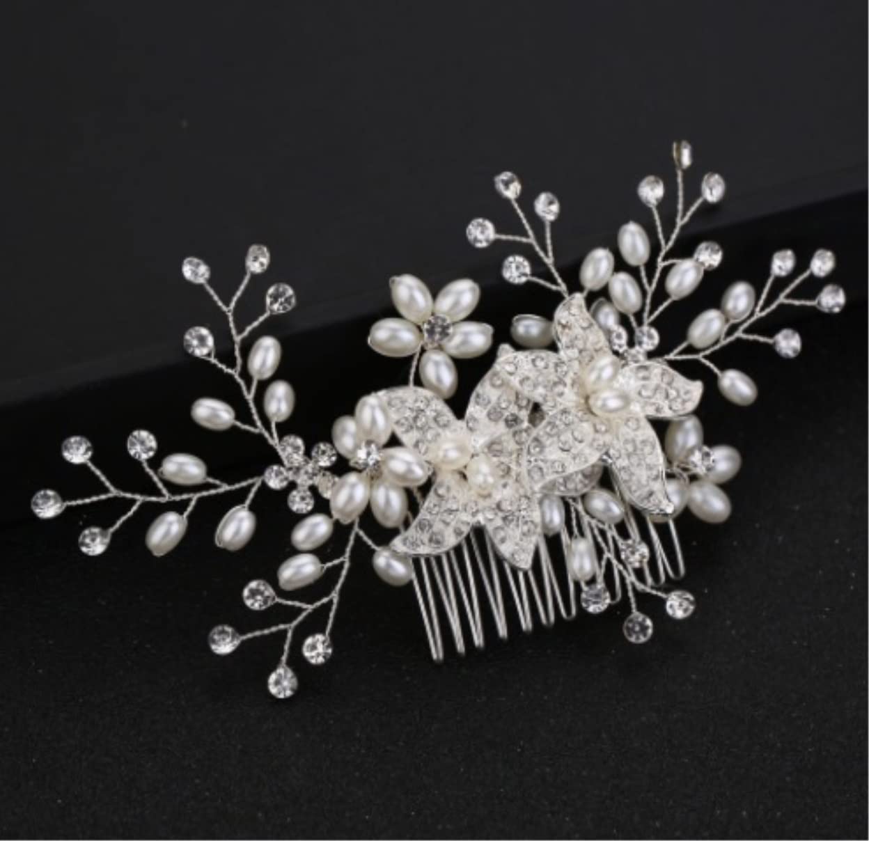 Grzebienie Boczne Grzebień do Włosów Wesele Grzebień Do Włosów Brides Czerwone Kwiaty Cyrkonie Boczny Grzebień Do Włosów Ślubne Akcesoria Do Włosów Klip Grzebień Chluba