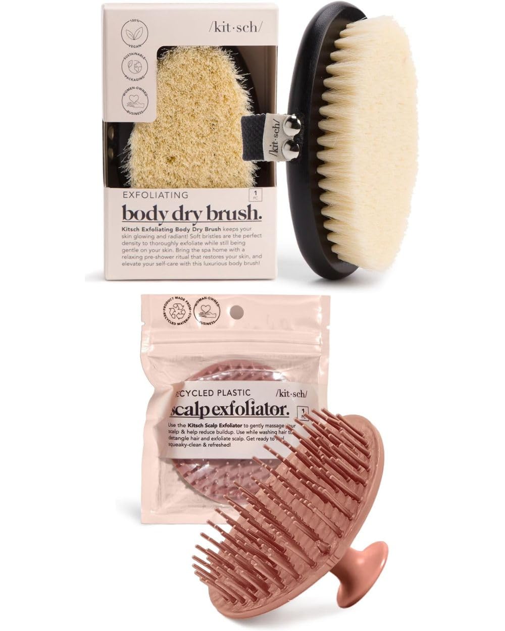 Amazon.com : Kitsch Dry Brushing Body Brush & Hair Scalp Massager