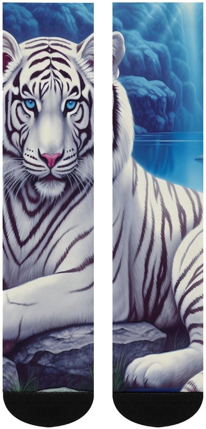 Funny Tiger Knee High Socks Athletic Long Stockings Sport Casual Crew Tube Sock Boot 46cm