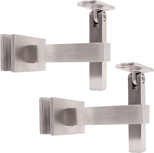 Miniatura 11 de Soporte cuadrado ajustable de acero inoxidable 304 negro mate acabado de pared a pasamanos para tubo plano, paquete de 2
