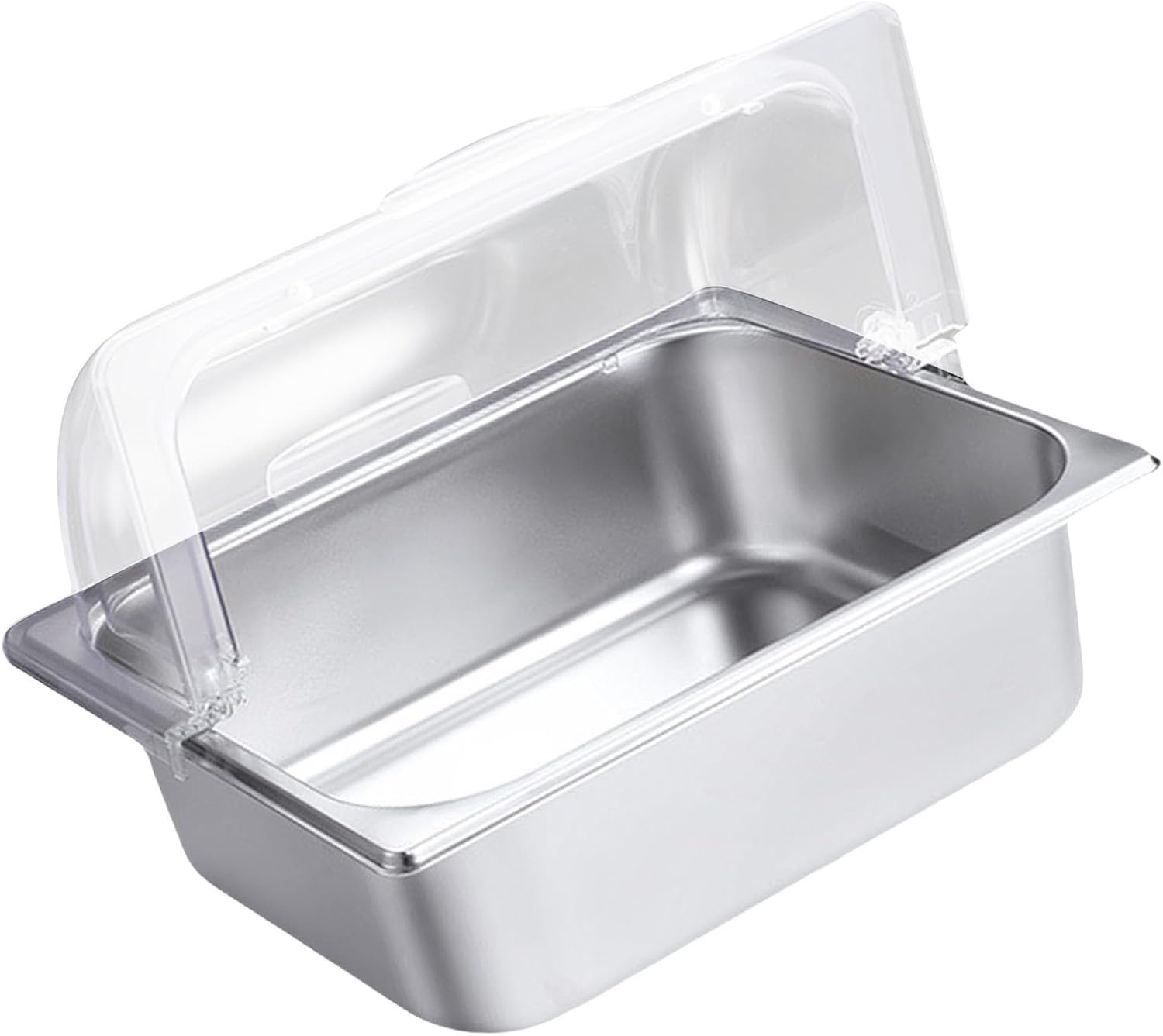 Clear Lid Stainless Steel Serving Pan Buffet Food Presentation Tray Condiment Dispenser for Restaurant Home Use Food Display Container for Restaurants