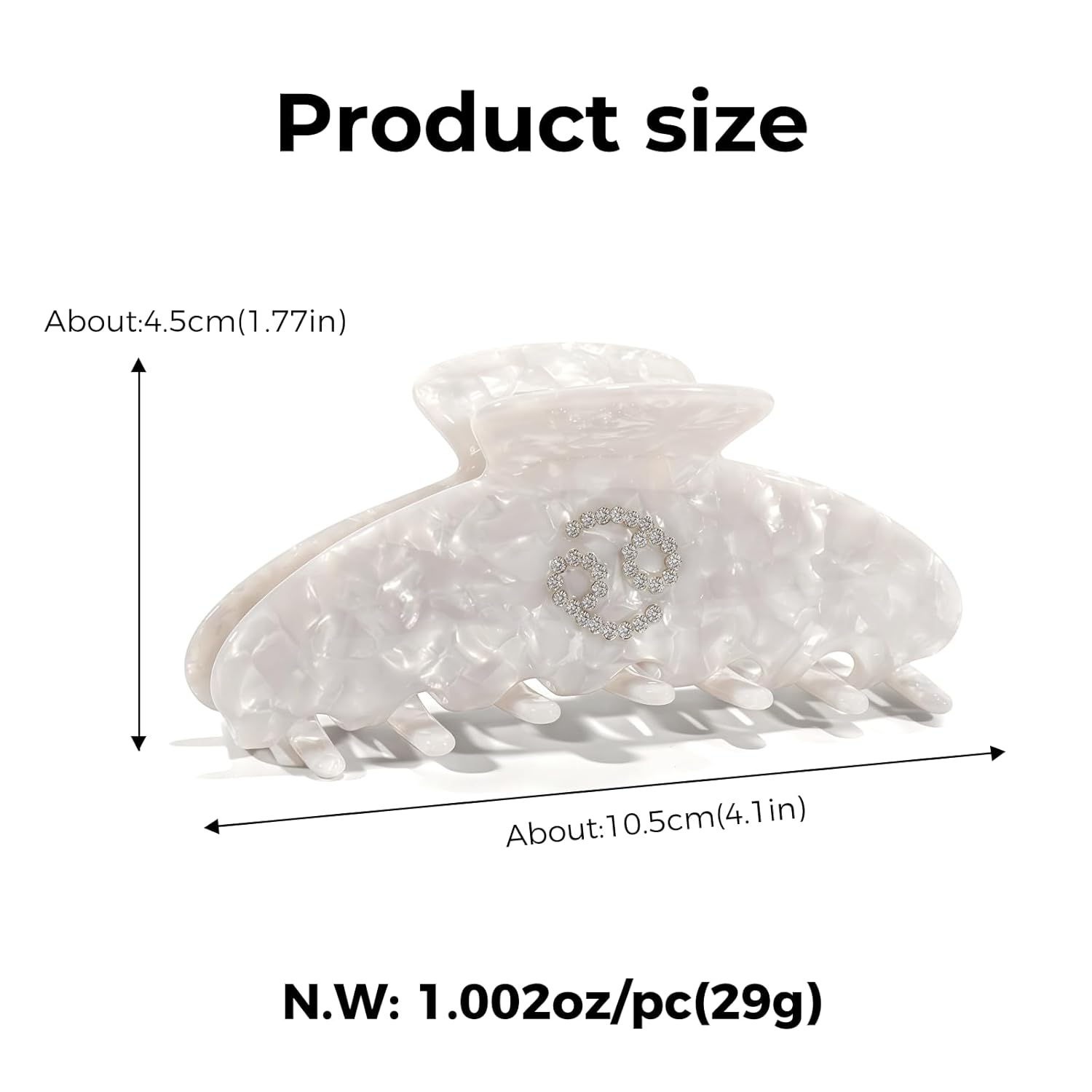 Night's Dream 1564 Zodiac Hair Claw Clips for Women - Premium Acetate Rhinestone Constellation Jaw Clips - Non-Slip Strong Hold for Thick Hair - Astrology Birthday Gifts (Cancer, Large)