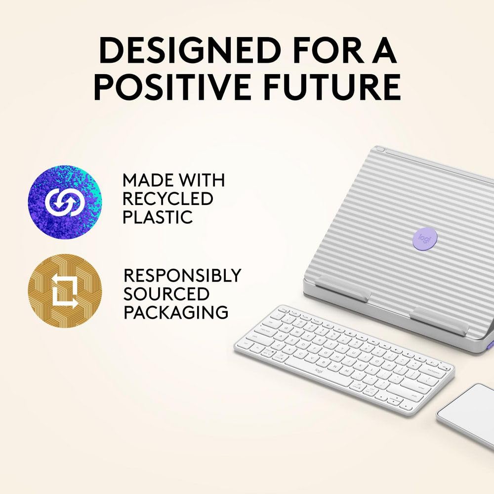 Kit de télétravail Clavier sans fil Azerty Logitech Casa Pop Up Desk Blanc + Support + Pavé tactile