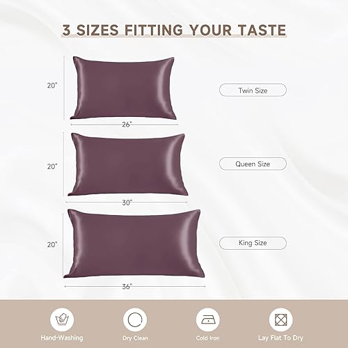 Miniatura 7 de THXSILK Juego de 2 fundas de almohada de seda de morera para cabello y piel con cremallera oculta, seda de morera real en ambos lados, fundas de