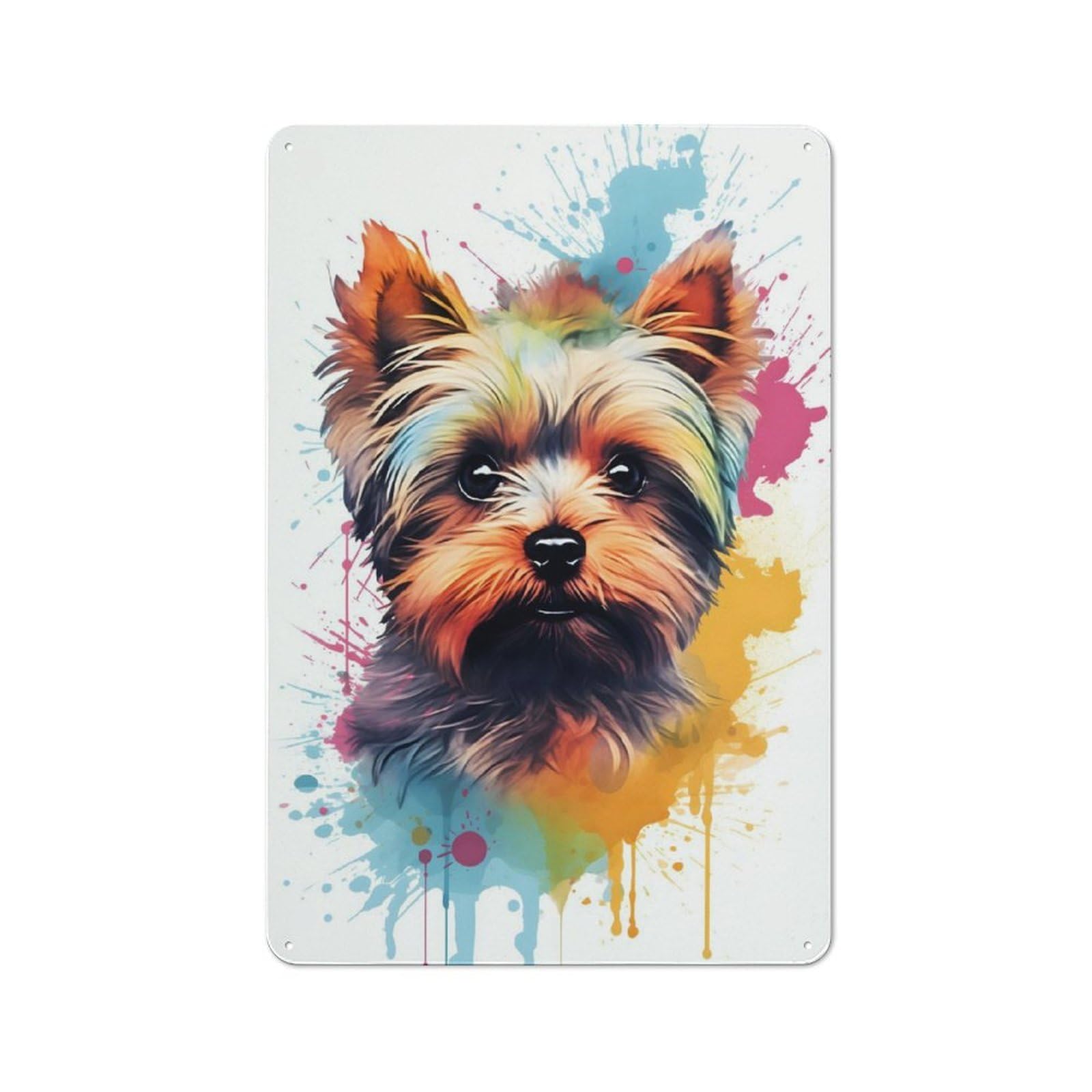Yorkshire Terrier Dog Decorative Metal Sign 30x20cm, Creative Studio Wall Plaque for Hobby Room, Office, Lounge Or Living Room