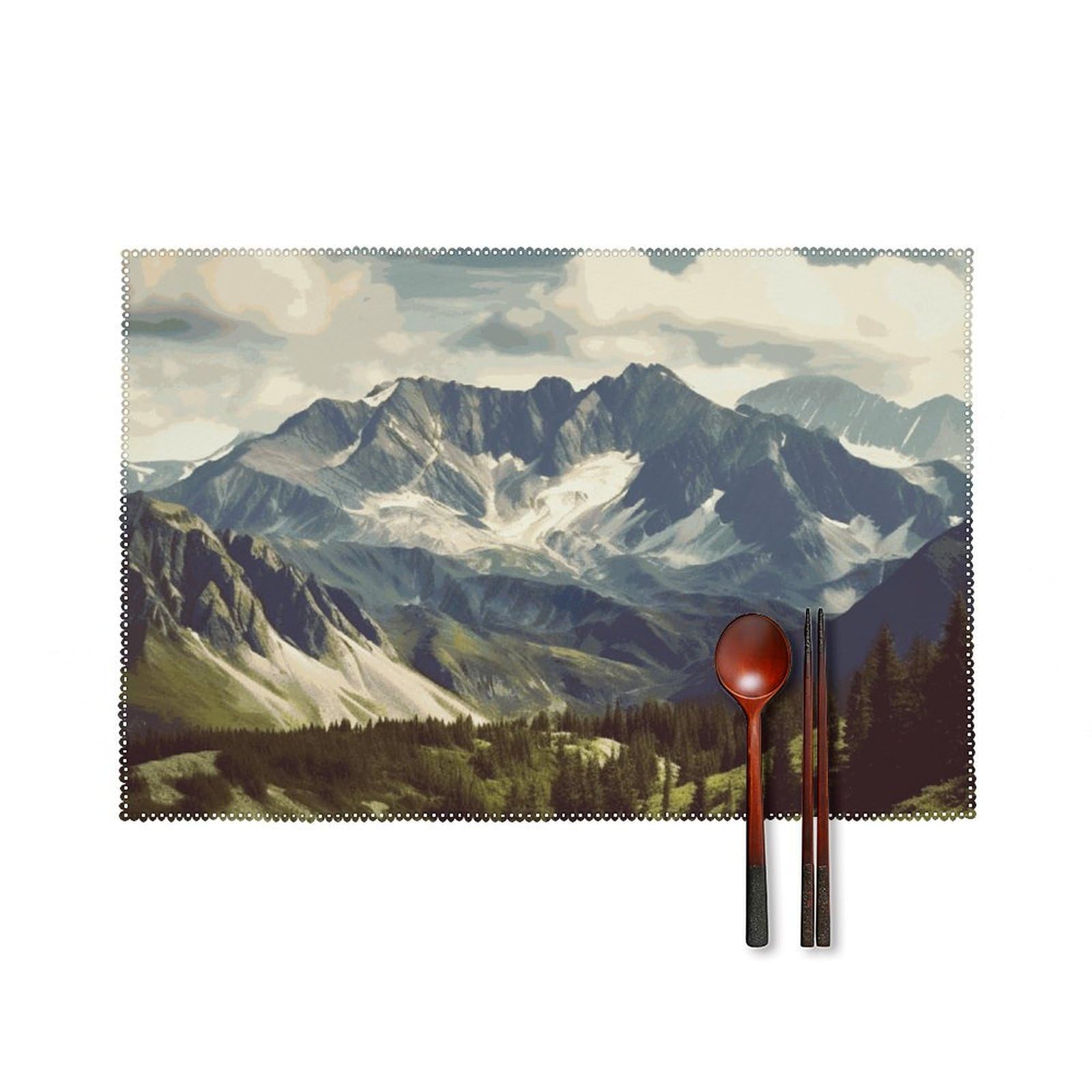 Set de table en toile montagne lot de 6 tapis lavables 45x30 cm