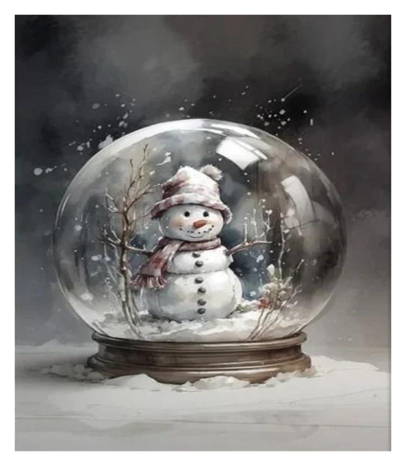 Tableau déco nature d'hiver vintage 50x70cm pour salon