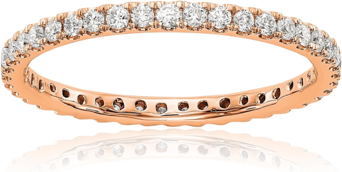 IceCarats 14K Solid Rose Gold 0.51 carat Diamond Eternity Anniversary Ring Wedding Band Round Cut, Natural, Prong Set