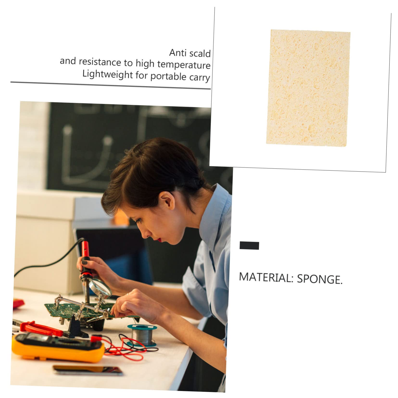 Balacoo Welding Clean Pads 30pcs Rectangle Soldering Iron Cleaning Sponges Solder Sponge for High-temperature Resistance