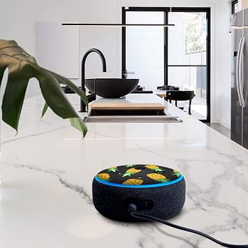 Pineapples Dark Background - Vinyl Decal Skin Compatible with Amazon Echo Dot 3rd Generation Alexa - Decorations for Your Smart Home Speakers, Great Gift for mom, dad, Birthday, Kids