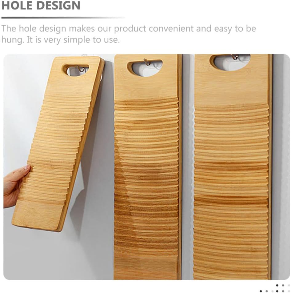 Cabilock Wooden Clothes Washing Board -skid Scrubbing Board for Laundry for Hand Washing Socks Towels Clothes and More