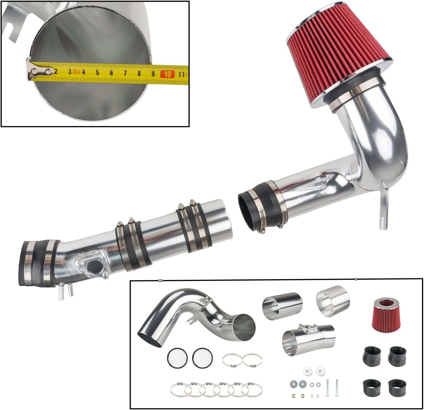 Cold Air Intake Kit with Filter Heat Shield for 2004-2011 Ma-z-da RX-8 (Red)