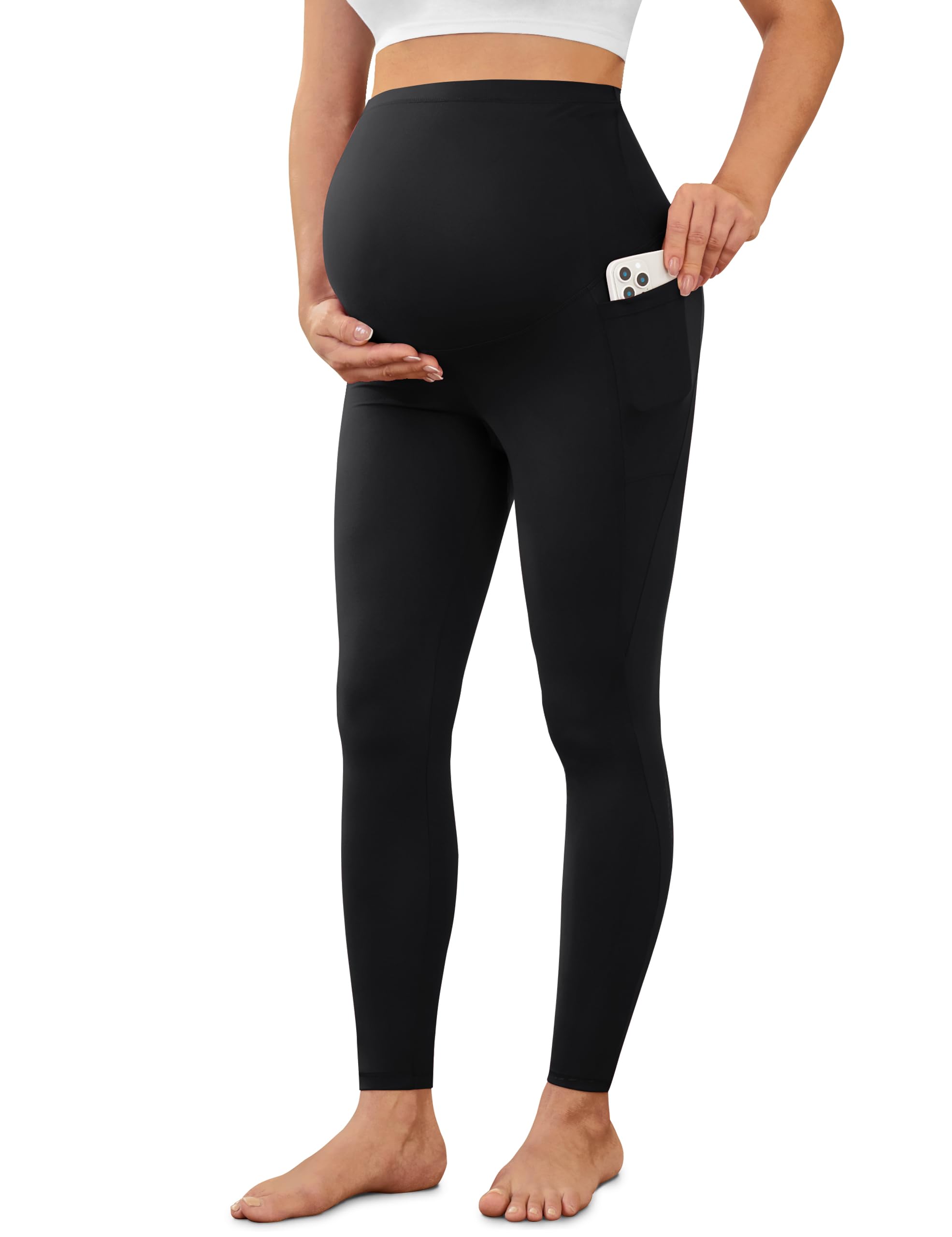 Creamlush Maternity Leggings with Pockets - Buttery Soft Yoga Workout Pants for Pregnant Women-image-16