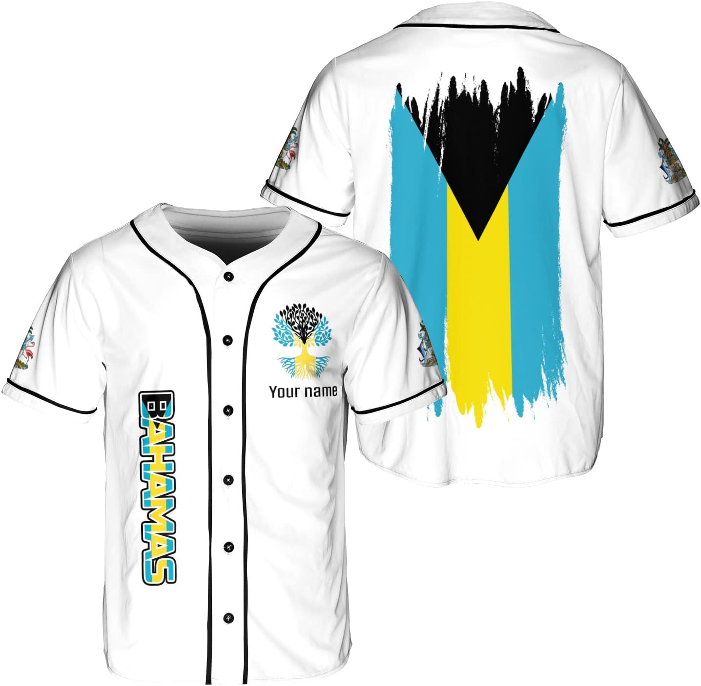 Podagree Personalized Bahamas Baseball Jersey Shirt Bahamas Pride Flag Bahamian Jersey Soccer for Men and Women