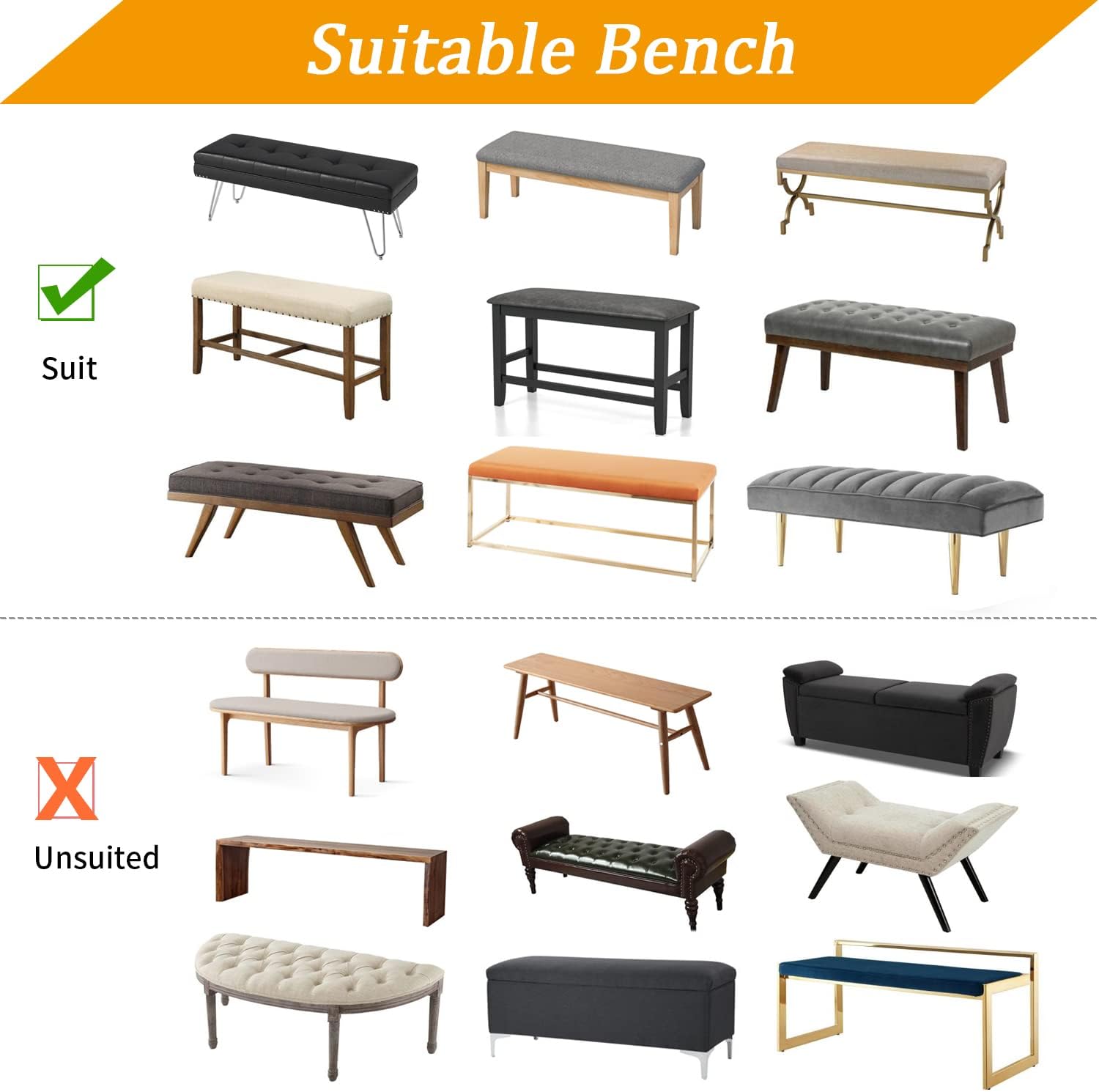 Fuloon Stretch Jacquard Dining Bench Cover - Anti-Dust Removable Bench Slipcover Washable Bench Seat Protector Cover for Living Room, Bedroom, Kitchen (Khaki)