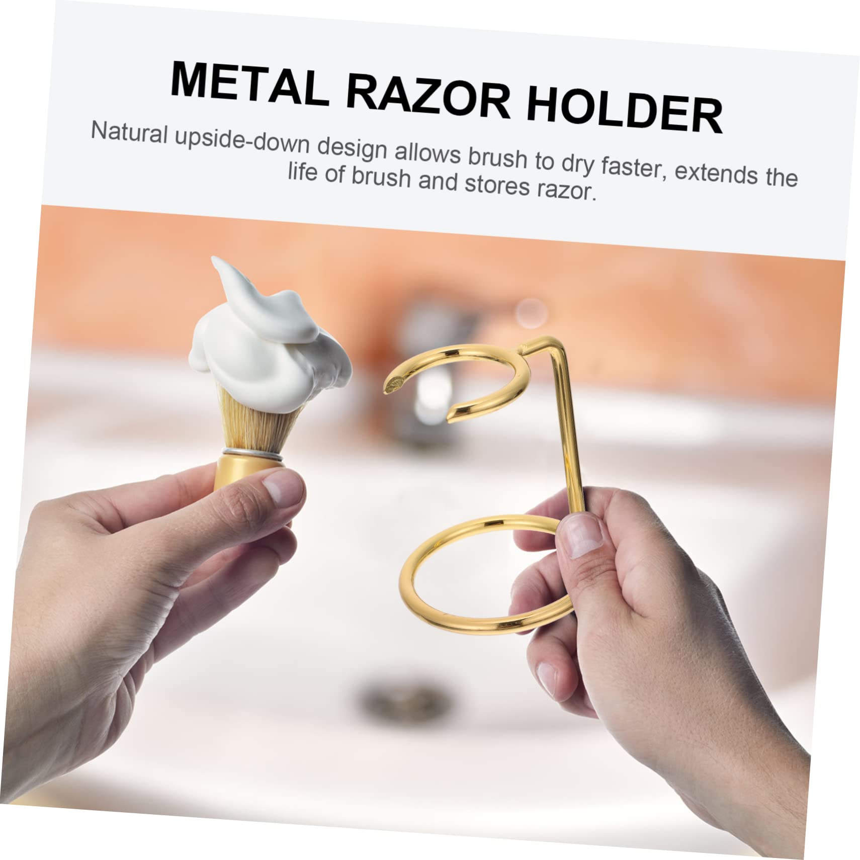 HAKIDZEL Razor Holder Stand Shaving Brush Holder Shaving Rack Shaver Stand Metal Brush Rack Storage