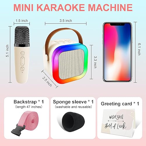 Miniatura 6 de Mini máquina de karaoke para niños, altavoz Bluetooth portátil con 1 micrófono inalámbrico de karaoke, juguetes musicales, regalos de cumpleaños de