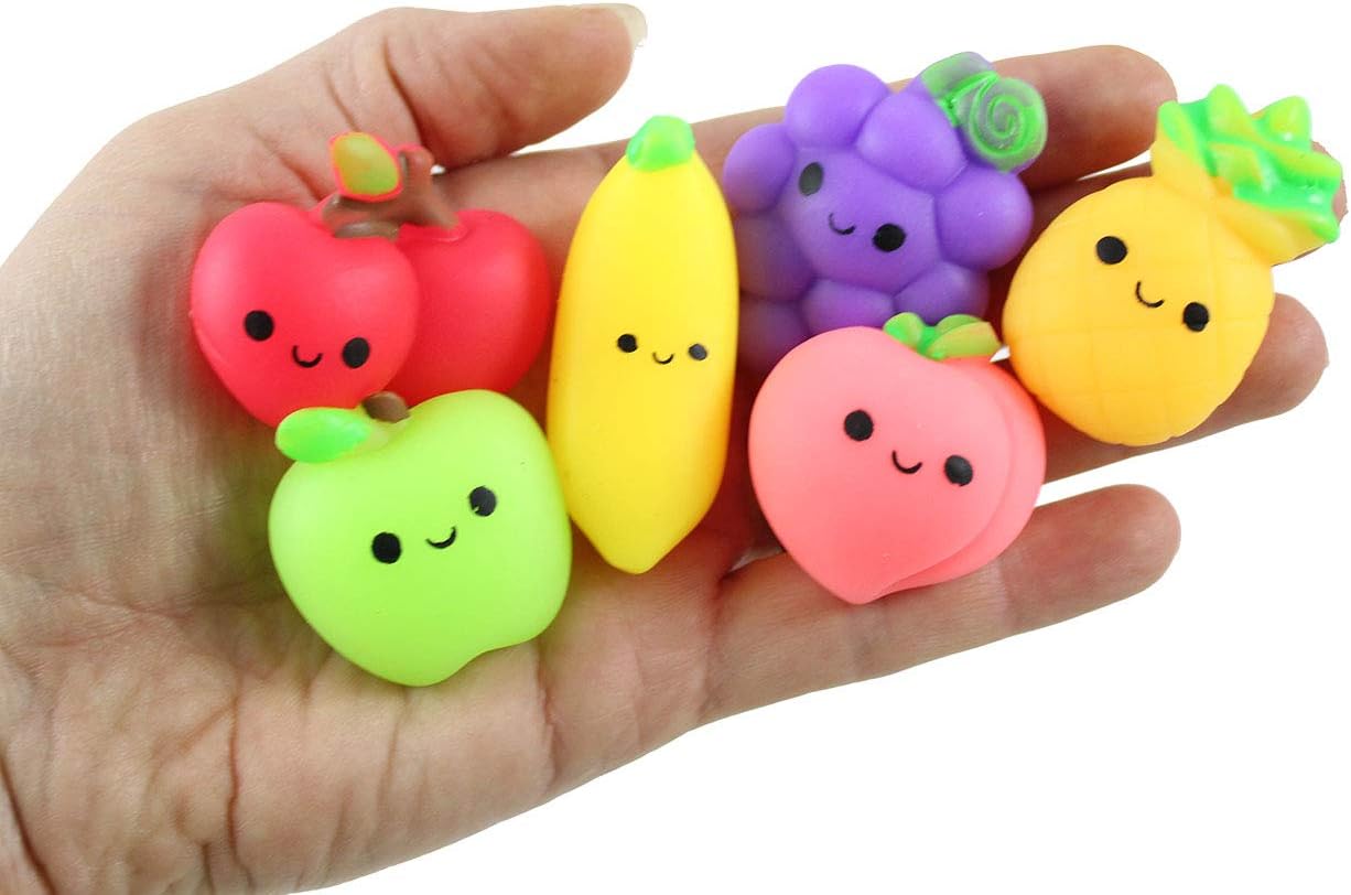 Curious Minds Busy Bags Set of 24 Fruit Mochi Squishy - Adorable Cute Kawaii - Cute Individually Wrapped Toys - Sensory, Stress, Fidget Party Favor Toy (Set of 24 (2 Dozen))