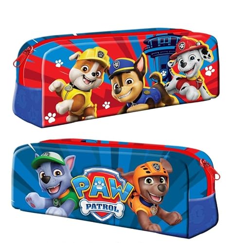 TDL Paw Patrol Pencil Case – Featuring Chase, Marshall, Rubble, Rocky & Zuma – Durable School Stationery Organizer