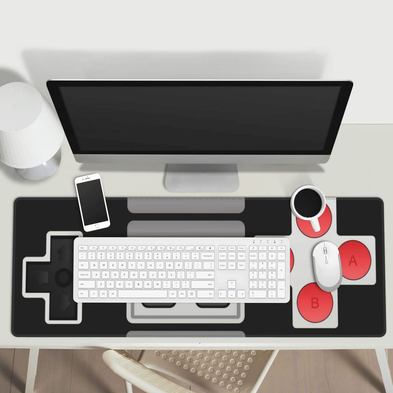 ALIXO Retro Cool Remote Control Stick Consola Botones Arcade Joystick Gaming Teclado Mouse Pad Accesorios Enorme Extendido XL Borde Costura Suela de Goma para Oficina en Casa (31.5 "x
