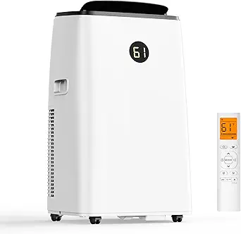 14,000 BTU Portable Air Conditioner with Remote Control, Dehumidifier & Fan Mode for Large Rooms up to 700 sq.ft