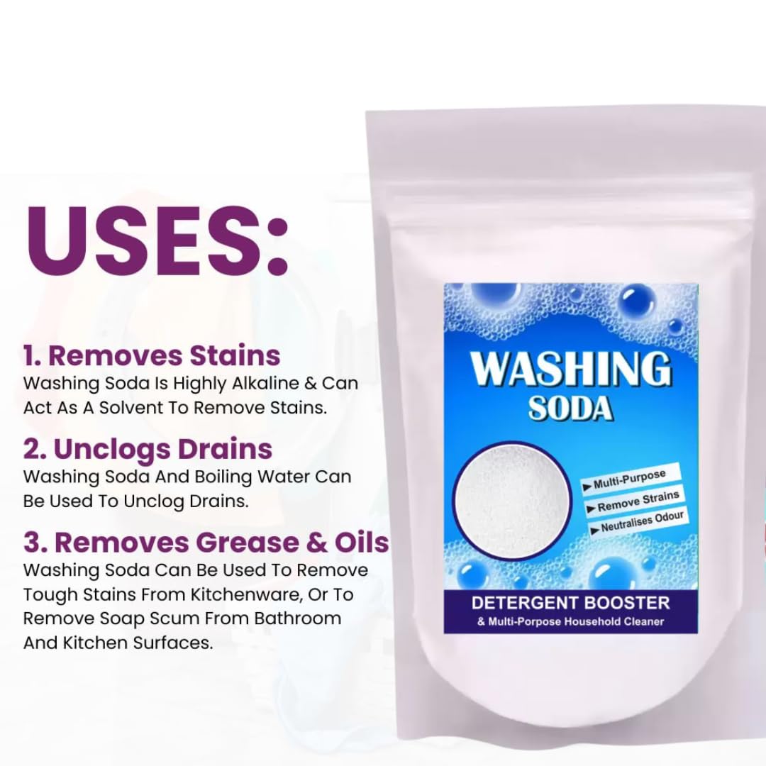 COPY LINE Washing Soda Detergent Booster and Multi-Purpose Household Cleaner, 1kg 3