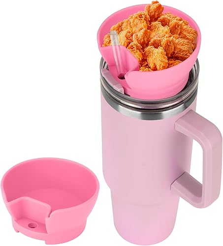 Stanley - Bandeja de aperitivos para vaso Stanley de 40 onzas con asa, cuenco de aperitivos con agujero para popote para vaso Stanley, apto para