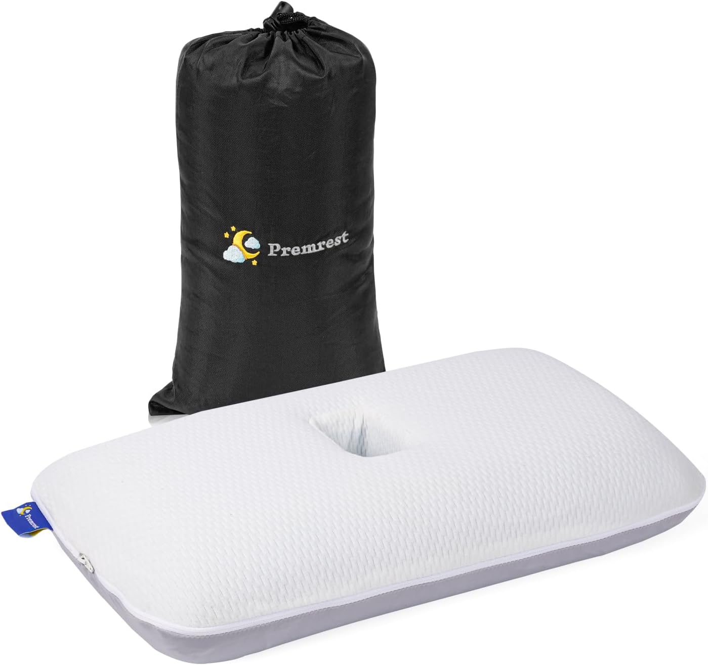 Ear Hole Piercing Pillow for Side Sleepers, Gel Memory Foam Donut Bed Pillow for Sore Ear Pain and Pressure CNH Relief, Smooth Cooling Pillow Cover(19.7''x11'')