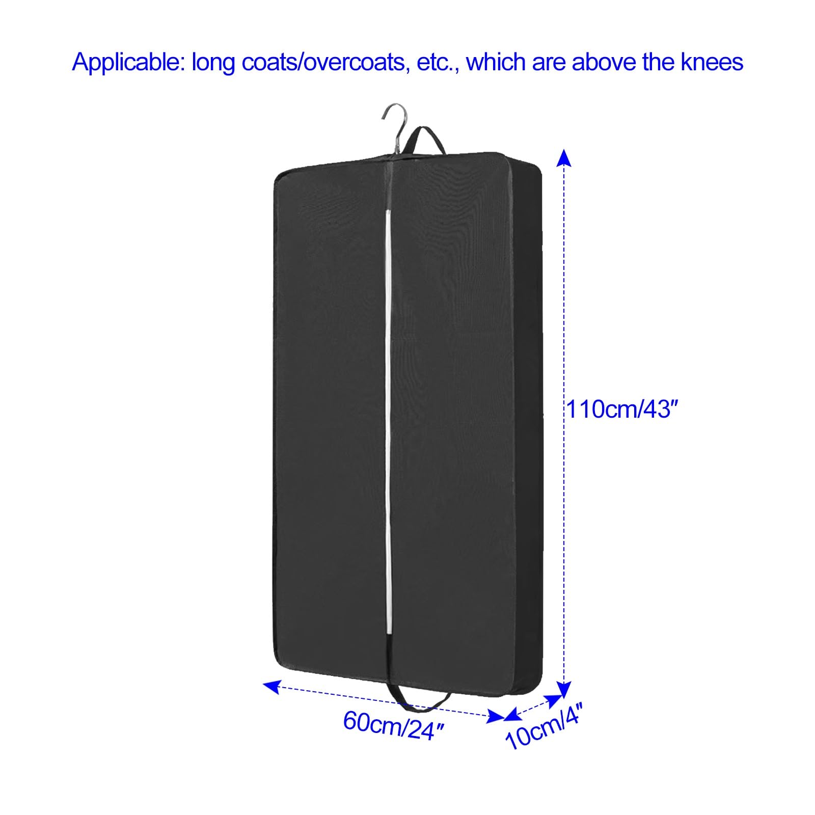 Borsa Porta Abiti da Viaggio for Copriabiti da Armadio Lunghi Borse in Tessuto Robuste e Resistenti all' Acqua for Abiti Protezioni for Abiti Lunghi for Armadi, Nero 5 Pezzi(60x10x110cm/24x4x43in)