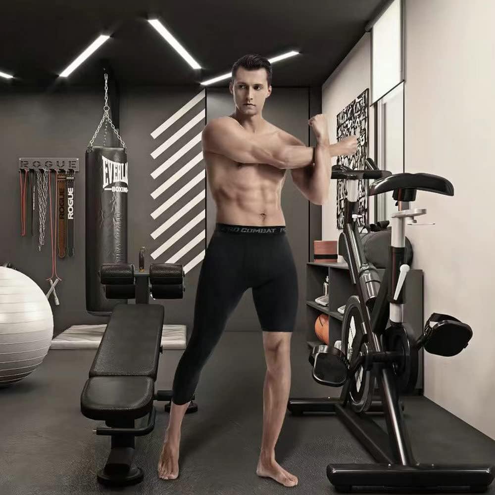 The New Men's Basketball Single Leg Tight Sports Pants 3/4 One Leg Compression Pants Athletic Base Layer Underwear - Image 6