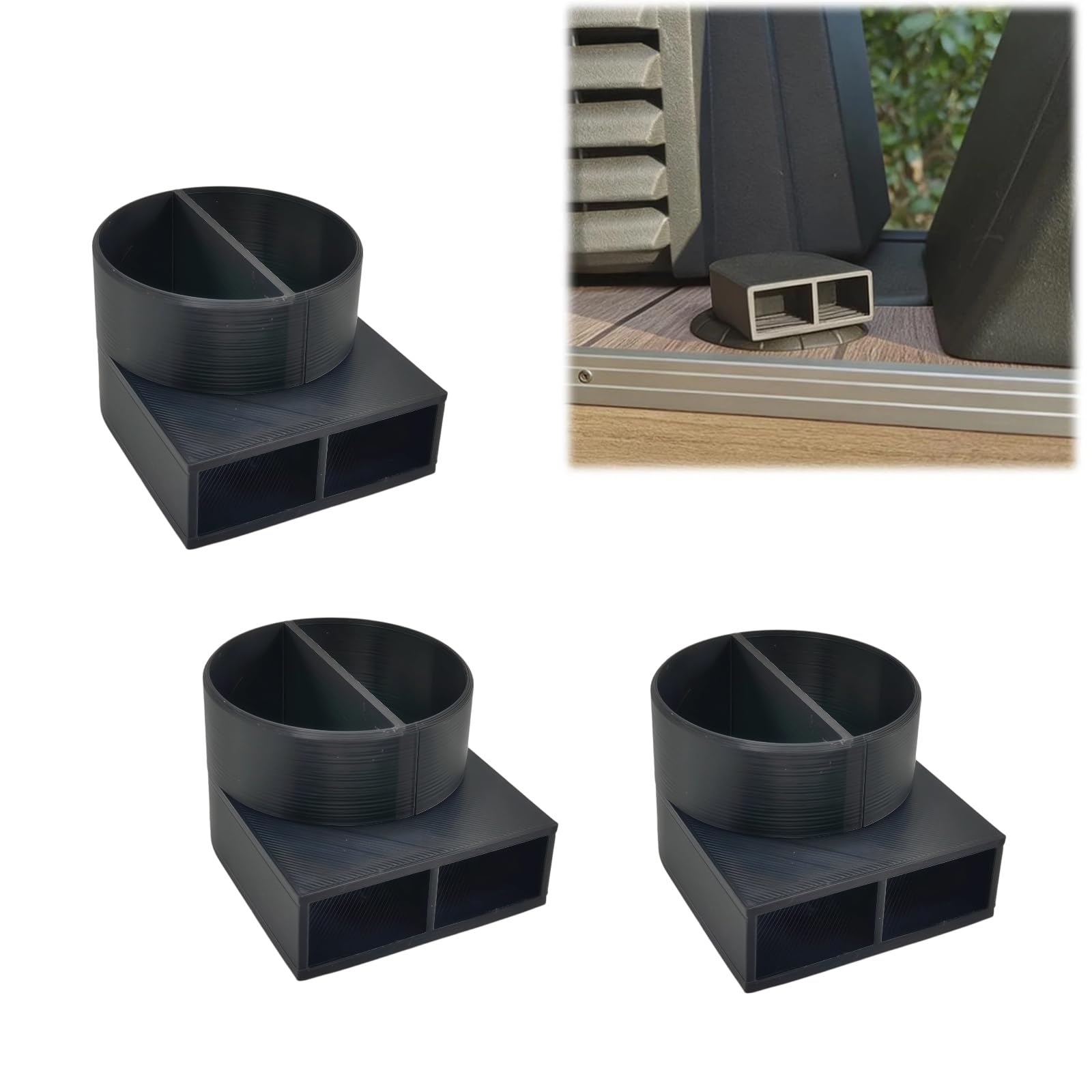 3 Stücks Luftausströmer für Truma Heizung, 3D Druck Luftausströmer Wohnmobil, Luftlenker Aufsatz Passend für Truma & Webasto Heizung, 90° Luftstrom Umlenker, 55mm, Wohnmobil Zubehör RV (Schwarz)