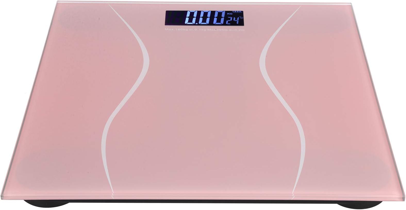 Alvinlite Digital Bathroom Scale with Ultra-Thin LCD Backlight 180 Kg/400 Lbs Pink Black(Pink) Weight