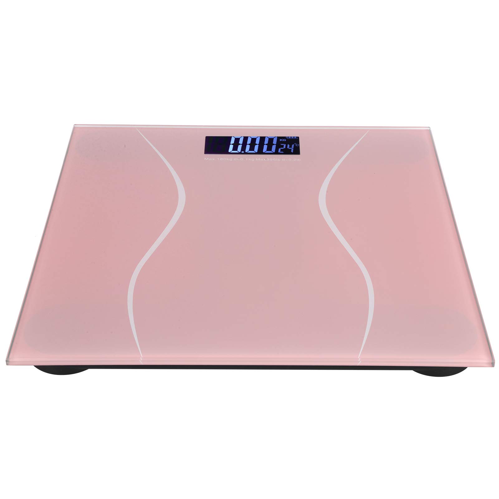 Alvinlite Digital Bathroom Scale with Ultra-Thin LCD Backlight 180 Kg/400 Lbs Pink Black(Pink) Weight