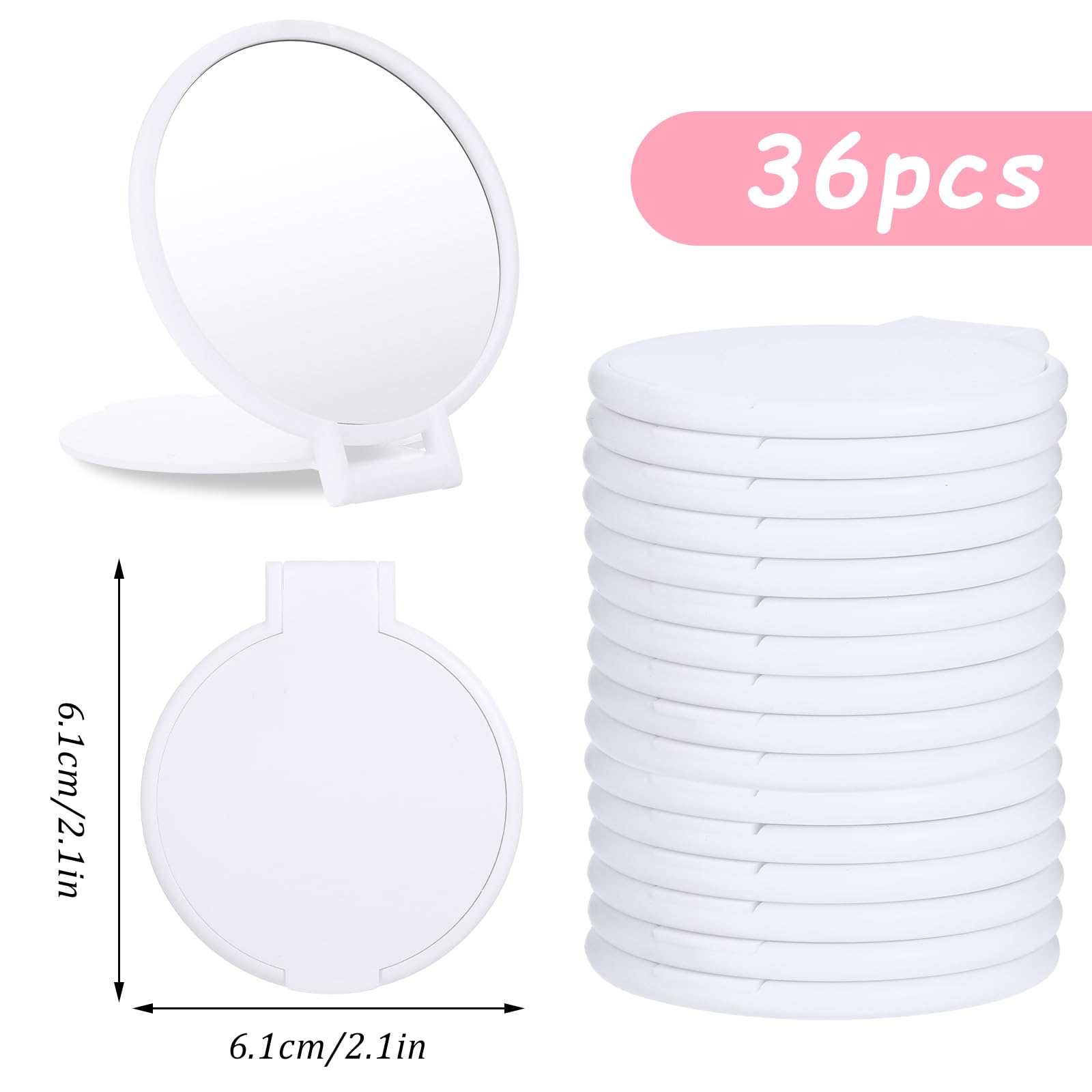 36 Pcs Compact Mirror Mini Mirror Small Mirror Portable Pocket Mirror Round Makeup Mirror for Purse Mini Folding Mirror for Women Travel Daily Use, (White)