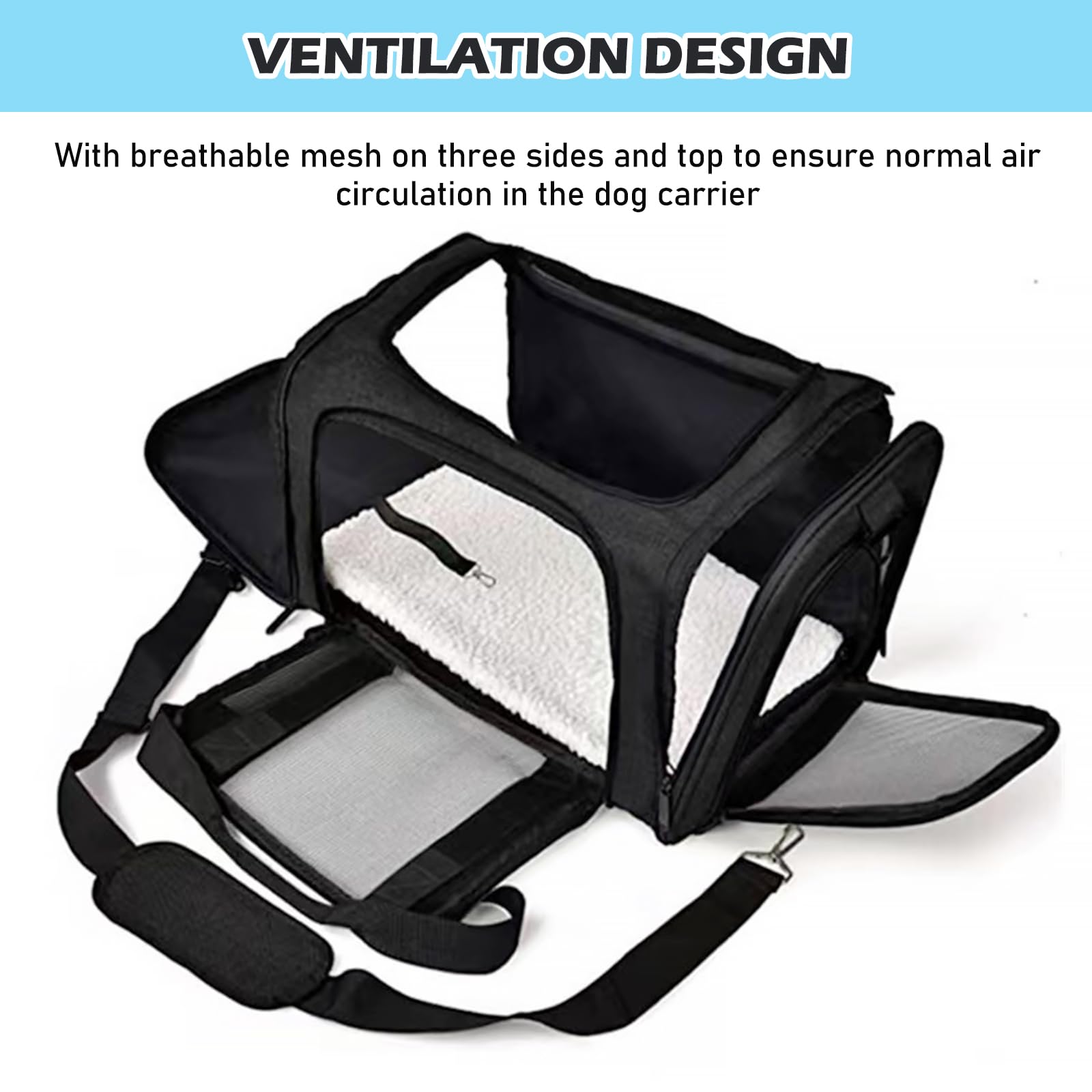 BYZESTY Transportbox Katze Hund Katzentransportbox Hundebox Faltbar Hundetransportbox Katzen Transportboxen Hundetasche Katzenbox Katzentransporttasche Inkl. Hundenapf, 42 x 27 x 28 cm (Schwarz 2)