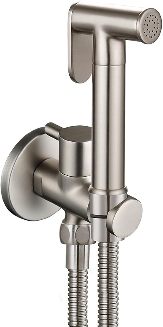 FQYEP Ensemble Robinet Douchette Murale en Laiton Massif & Nickel Brossé