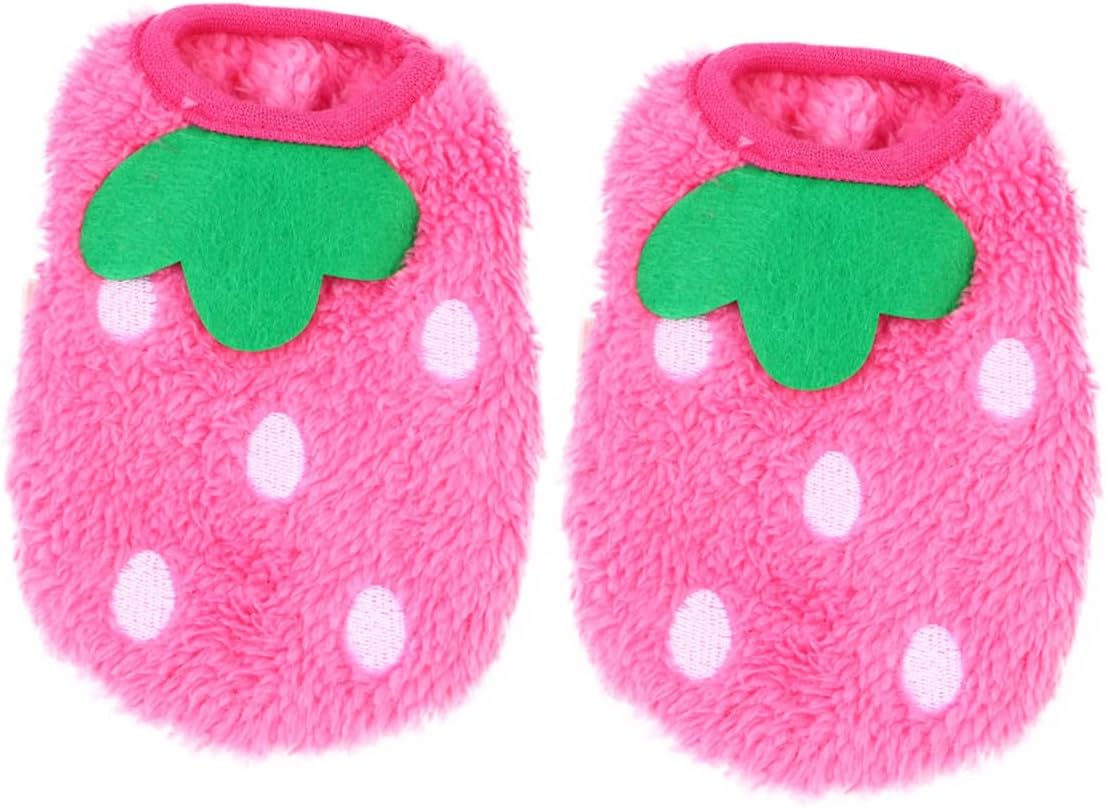 2Pcs Bunny Clothes for Small Dogs Coral Fleece Pink 2XS