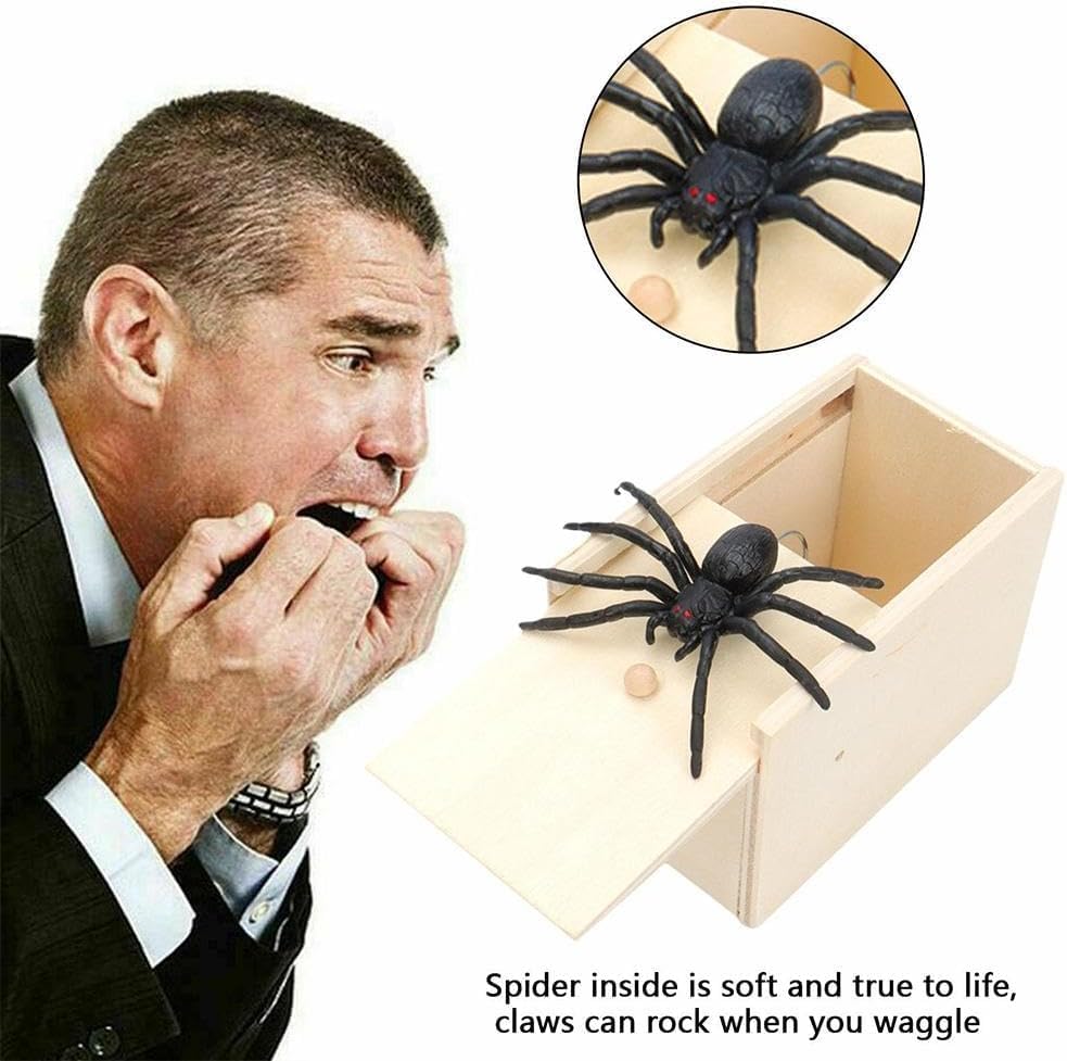 Miniatura 3 de Nueva divertida caja de miedo de madera broma araña oculta en caso broma regalo de madera juguetes interesantes truco broma juego Scarebox