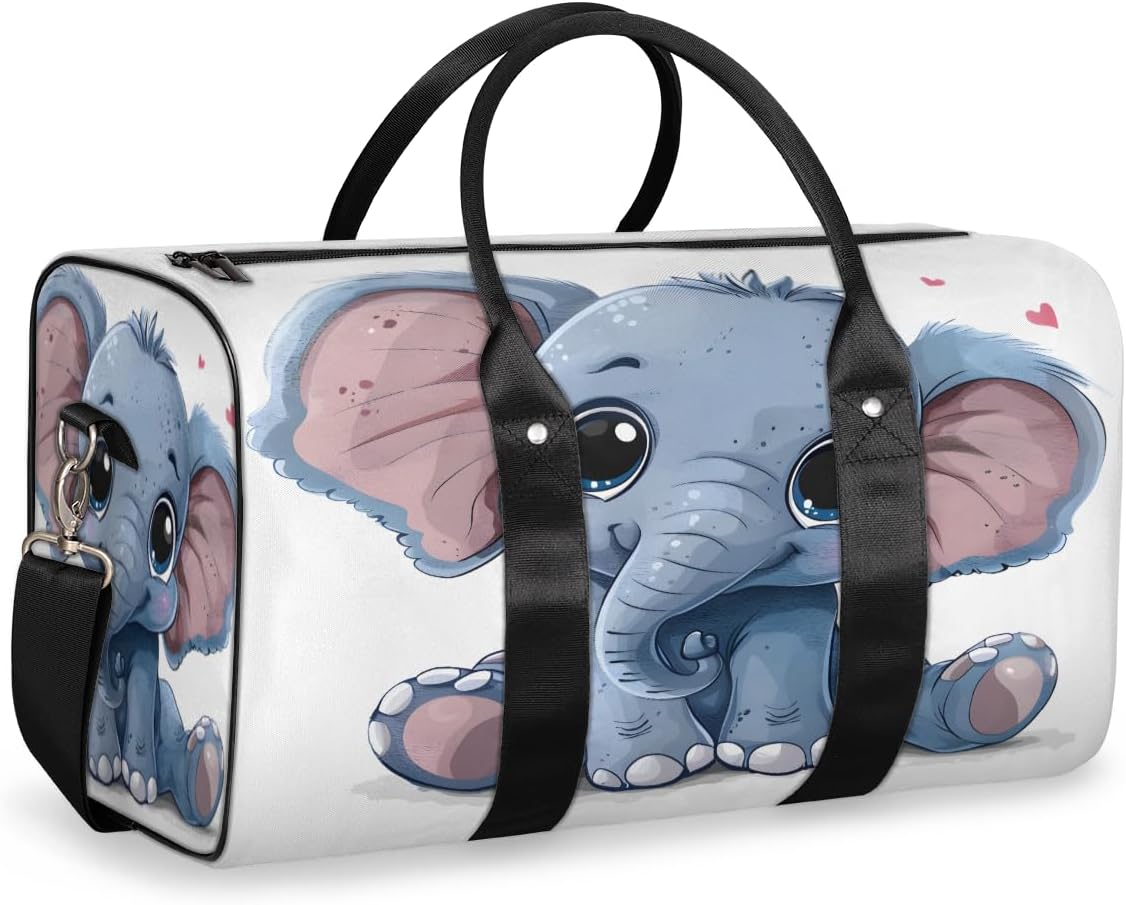 Lovely Cute Elephant Travel Duffel Bag for Women Men Large Capacity Overnight Weekender Bags for Lightweight Waterproof Sport Gym Bag for Workout Yoga Swim
