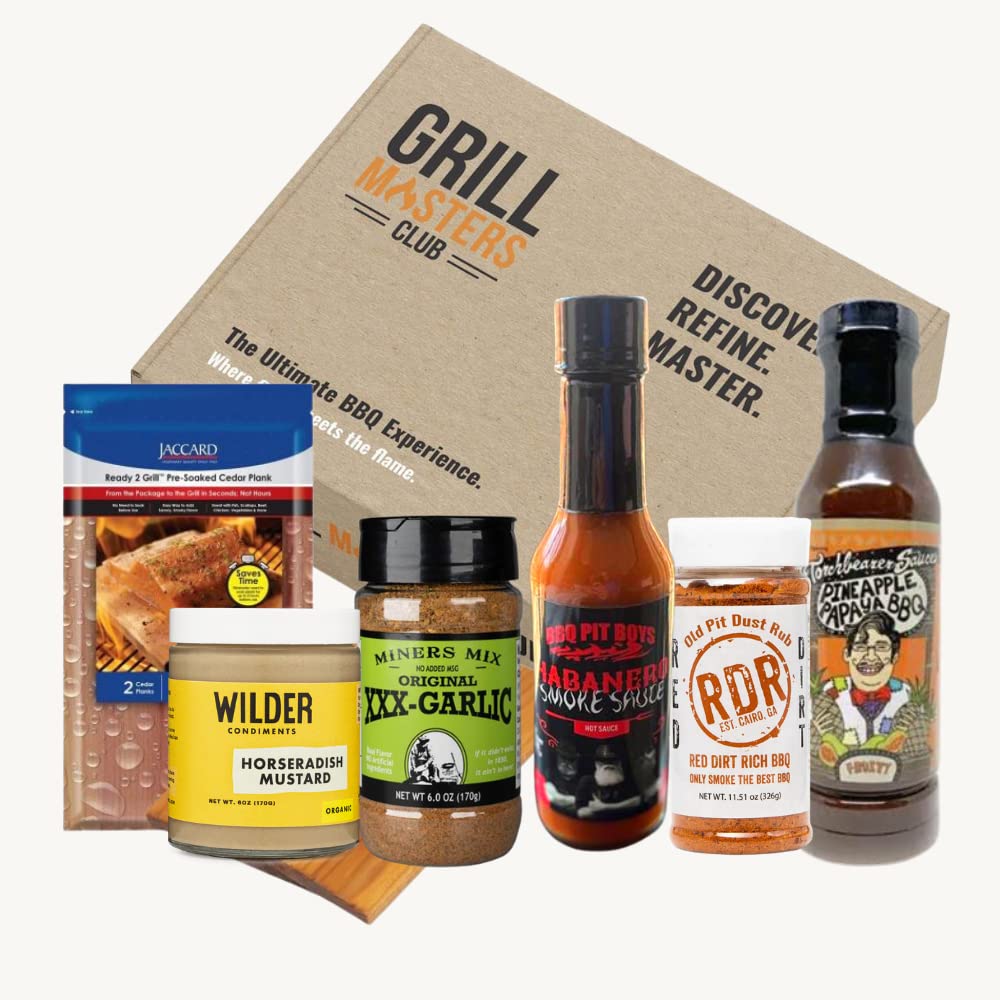 Grill Masters Club Back to Basics BBQ Box Spices, Seasonings, Sauces | For Serious Grillers and Meat Smokers | Curated Selection of Boutique BBQ Sauces, Rubs and More