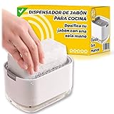 👍 AHORRO DE ESPACIO: este estropajero tiene el soporte estropajo en la parte superior, por lo que puedes poner el estropajo jabonoso ahí y de esta forma conseguir tener la cocina más ordenada y limpia y cuando necesite de nuevo la esponja, pulsas en el recipiente estropajos fregadero y lo puedes volver a usar.