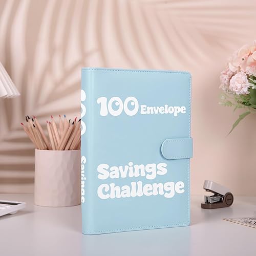 Miniatura 7 de Zuozee Carpeta de desafío de ahorro de dinero de 100 sobres, carpeta de ahorro A5 con sobres de efectivo, carpeta de presupuesto para planificación