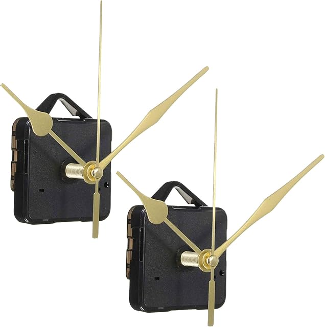 DOITOOL 2Pack Silence Quartz Clock Movement Silent Clock Mechanism Long Shaft Replacement Clock Kits Wall Clock Movements Mechanism Parts with 3 Hands No Battery (Gold)