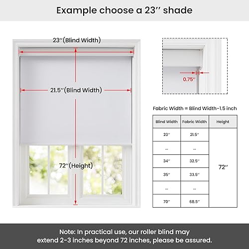 Miniatura 3 de Melodieux Persiana enrollable 100% opaca sin cables, con aislamiento térmico, protección UV, para oficina y hogar. Fácil de instalar. Negro, 23