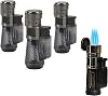 Vertigo by Lotus Cyclone Triple Torch Lighter Charcoal 3 Pack Plus Free Montecristo Premium Lighter