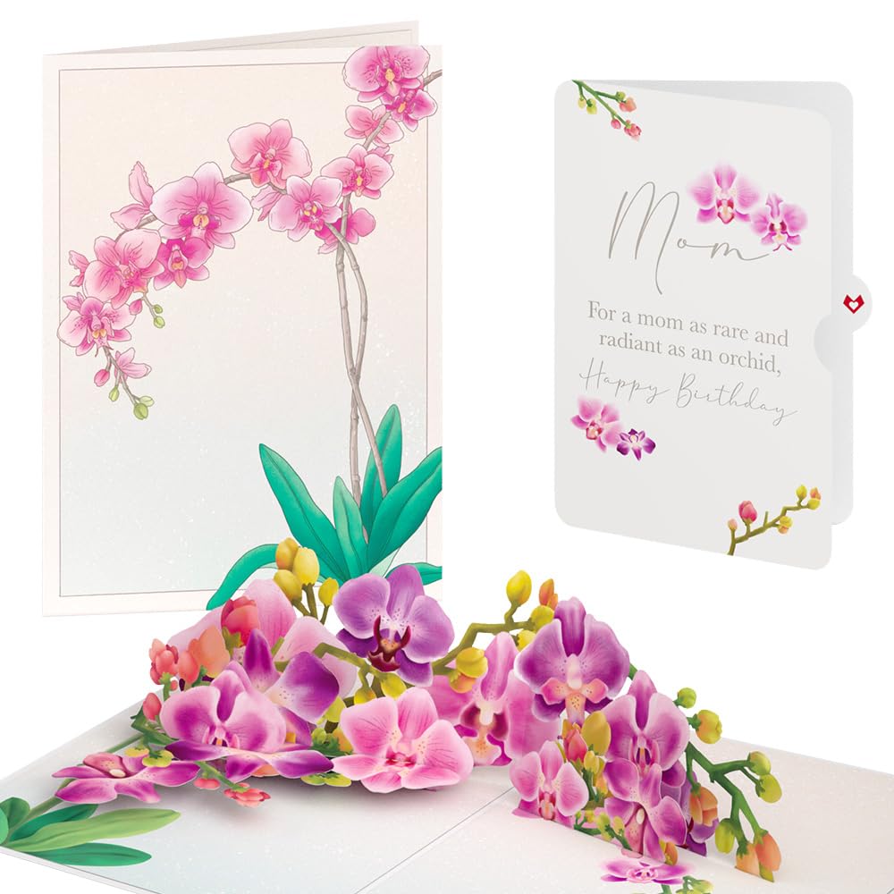 Lovepop Birthday Card for Mom | Watercolor Orchid Birthday | 5" x 7" Pop-Up Card | Envelope Included