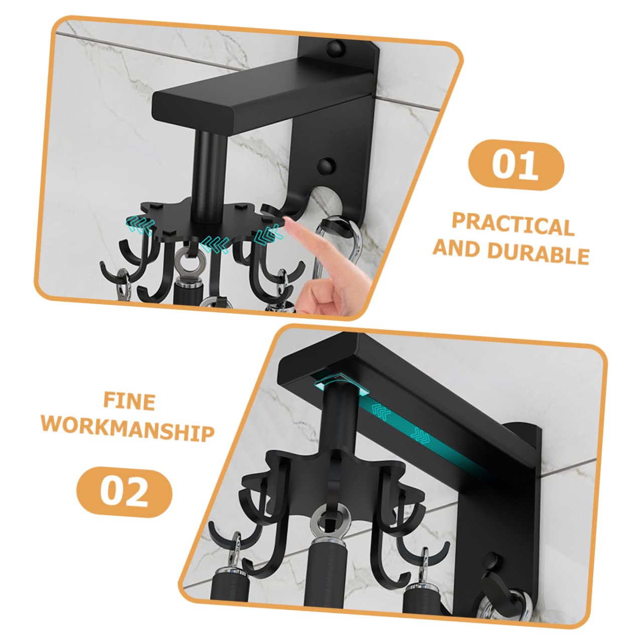 Milisten 1 Set Kitchen Swivel Hook Wall Hangers Hanging Utensil Hook Measuring Cup Organizer Wall Mount Clothing Hooks to Rotate Clothes Hook Wall-mounted Aluminum Alloy - Image 3
