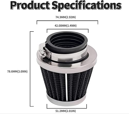 Miniatura 2 de 2 filtros de aire de motocicleta de 1.654 pulgadas de repuesto para ventilación de motocicleta, 50 cc, 70 cc, 90 cc, 110 cc, 125 cc, 150 cc, ATV,