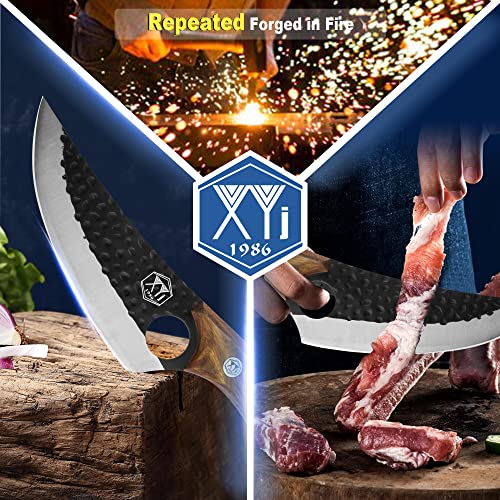 Xyj Full Tang 6 Inch Stainless Steel Boning Knife Chef Fishing Knives Carry Leather Sheath Outdoor Cooking Knives Meat Butcher Knife For Camping Kitchen Or Outdoor Bbq #TOP2