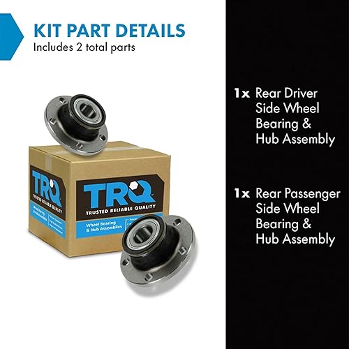 Miniatura 2 de TRQ Juego de 2 rodamientos de rueda trasera y conjunto de cubo compatible con Audi Q3 2015-2018 2008-2009 TT 2012-2019 Volkswagen Beetle 2009-2017